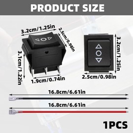 Momentary Rocker Switch 6-Pin Polar Reverse Switch DPDT (ON) OFF (ON) 3 Position 10A 12V Rocker Switch Automatic Switch DC Motor with Wire 110V-220V DPDT Car Boat Rocker Switch with Cable
