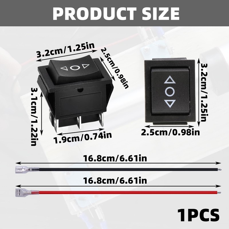 Momentary Rocker Switch 6-Pin Polar Reverse Switch DPDT (ON) OFF