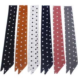 Uainhrt 6Pcs Creative Small Dot Pattern Bag Handbag Handle Ribbon Scarf Hair Head Band Neck Scarf Neckerchief Scarf Fashion Gifts