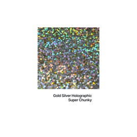 Hemway Premium Ultra Sparkle Glitter, Multipurpose Metallic Flakes for Arts, Crafts, Nails, Cosmetics, Resin, Festivals, Face, Hair - Gold Silver Holographic - Super Chunky (3 mm), 100 g