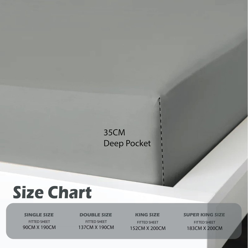 Ev Dekor Double Fitted Sheet Charcoal | Grey - Deep