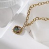 LUNA GALAXY Necklace - Round link chain with square abalone