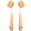 Generic 2 Pack Kitchen Dish Brush Bamboo Handle Dish Scrubber,