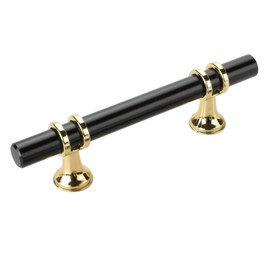 Haliwu 10 Pack Black Cabinet Pulls, Black Gold Cabinet Handles, Barrel Kitchen Drawer Handles Kitchen Hardware Pulls, 3 inch Hole to Hole Center Dresser Knobs