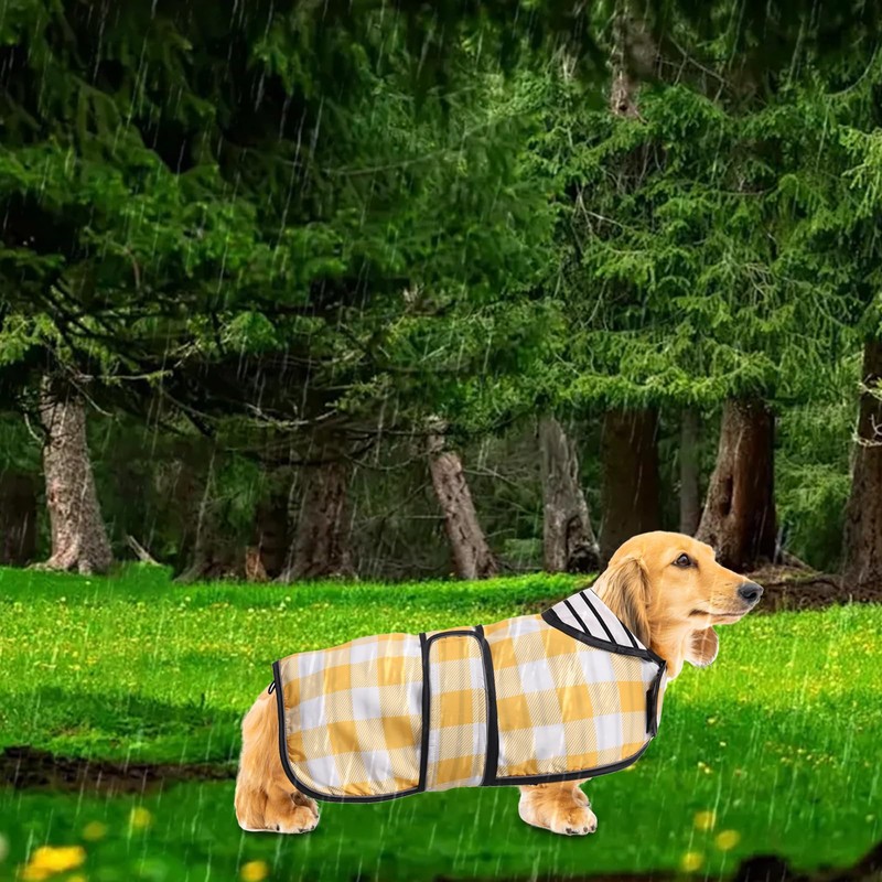 Dog Jacket Adjustable Lightweight Dachshund Raincoat with Reflective Straps and