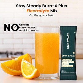 Stay Steady BurnX-Plus by Root Labs - Electrolyte Mix | The Glucose & Gut Support Powerhouse | Probiotics + L-Carnitine | No Added Sugar | 30 Individually Wrapped Sachets:_Pack of 1
