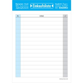 PRICARO Einkaufsliste Typo, blau, A6, 5 Stück