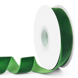 HimBen Green Velvet Ribbon, 1 inch 10 Yards Vintage Velvet Ribbons Perfect for Christmas Tree Ornaments, Gift Wrapping, Wedding Decoration, Bows, Sewing, Crafts, Wreath and More