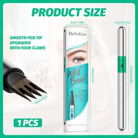 Liekadijiae Microblading Augenbrauenstift, Wasserfester Augenbrauenstift mit 4-Spitzen-Flüssigbrowpen für Natürlich Aussehende, Bürstenkopf mit vier Krallen Microblading