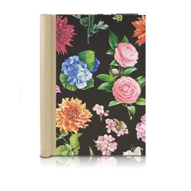A5 Clip Binder Floral Black Natural Linen