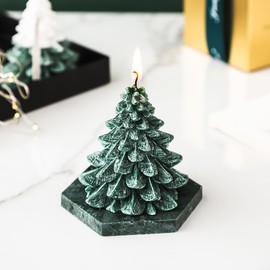 Rarreily Christmas Tree Candle,Christmas Candles,Christmas Decor Candle,Taper Candles (Green&White)