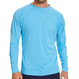 Arcweg Rashguard Men Long Sleeves Diving UV Protection UPF 50+ Elastic Rash Vest Loose Fit Top Swimming Quick Drying Surfing Pool T-Shirt Sports Top Rash Sky Blue XXL(UK)