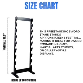 SZCO 8 Sword Wooden Floor Stand – Sword Stand Display Rack for Martial Arts, Ninja, Katana, Medieval & Samurai Swords – Black Hardwood Katana Stand and Sword Holder with Hardware Included