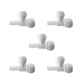 PureSec Water Pipe Stem Run Tee for 1/4" Tubing Push to Connect Plastic Quick Fittings for Reverse Osmosis System(Pack of 5)