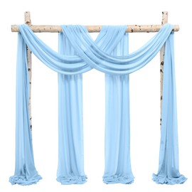 Showgeous 2 Packs of Pelmet Baby Blue 73 cm x 610 cm Tulle Photo Background Wedding Curtain Decoration White Chiffon Fabric Wedding Arch Curtains for Arbour Wedding Archway Ceremony Photography Party