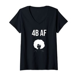Womens 4B AF BLACK WOMENS CURLY KINKY COILY AFRO NATURAL HAIR PRIDE V-Neck T-Shirt