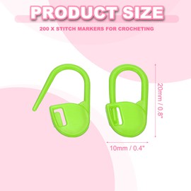 PATIKIL Crochet Stitch Markers, 200Pcs Plastic Knitting Markers Needle Pin Locking Stitch Marker for Sewing Crocheting DIY Craft, Light Green