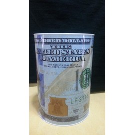 100 Dollar Bill Tin Money Bank JUMBO, Bank Note Tin Metal Money Box 100$ Bill dollar moneybox, 8.5' Tall x 6.0' Metal Money Coin Bank, $100 Bill dollar bank, Benjamin Franklin coin bank, Cash Bank