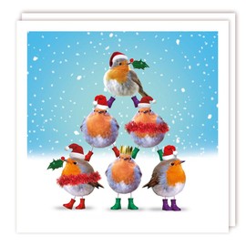 Tracks Publishing Christmas Cards Pack of 10 - Jolly Robin Pyramid - Eco-Friendly & Recyclable