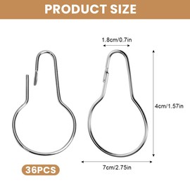 YZROHYI Pack of 36 Rings Shower Curtain Hooks Metal Shower Rings Hanger Shower Curtain Eyelets Silver Shower Curtain Rings Curtain Rings Mounting Rings Shower Curtain Hanging Rings for Bathroom 70 x