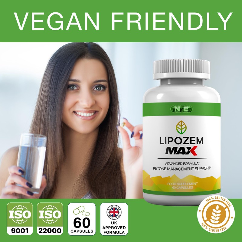N E Lipozem Max Vegan Food Supplement, 60 Capsules, Keto