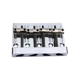 Guyker 4 String High Mass Bass Bridge with Vintage CNC Machined Brass Saddles Tailpiece Replacement for Jazz Electric Bass (GB403, Chrome)