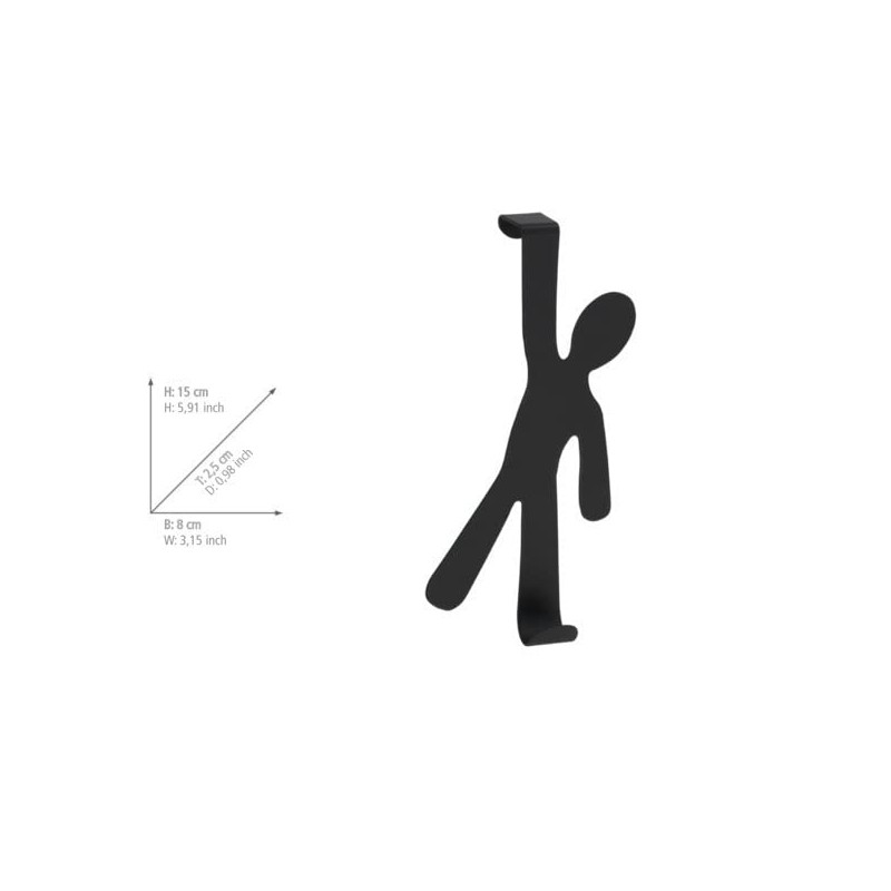 WENKO Boy Door-Mounted Hook, Steel, Black, 2.5 x 8 x