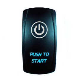 STVMotorsports Blue Momentary Rocker Switch Push to Start 20A 12V On-Off LED Light Laser Etched Waterproof Universal