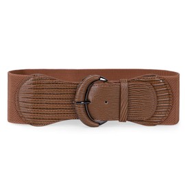 WERFORU Women Stretchy Wide Waist Belt Ladies Fashion Elastic Belts for Dresses Jumpsuit Shirts Brown
