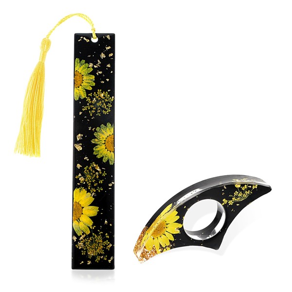 Andibro Thumb Book Page Holder and Bookmark Set, Dried Flower