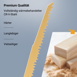 TOOLMAYS Reciprocating Saw Blade Set of 5 for Wood, 300 mm 5TPI for Hardwood, Knotted Wood and Softwood, Reciprocating Saw Blades Set for Quick and Clean Cuts