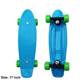 SK8MEMO 17X5inch Kids Skateboard, Mini Skateboard for Beginners (Blue)……