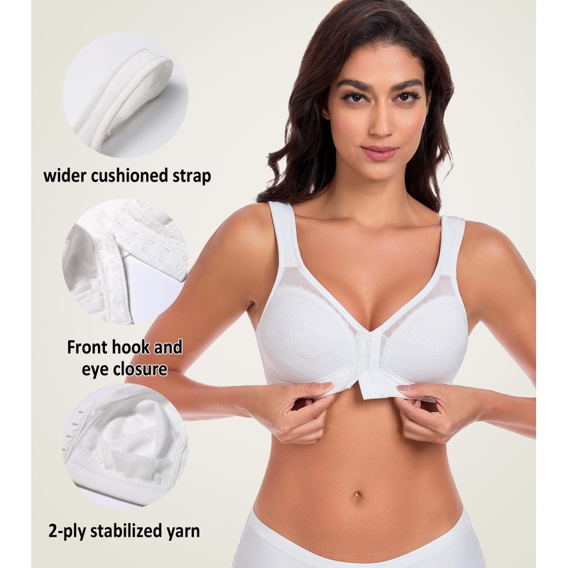 Lemorosy Minmizer Bra Without Underwire Front Closure Large Breasts Strong