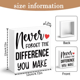 EoffIvan Office Decor For Women Men Wooden Sign Office Decorations For Work Inspirational Desk Decor Positive Affirmations Desk Sign Never Forget The Difference You Make