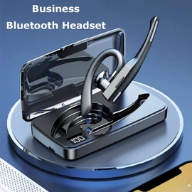 YYK525 Business Headset, Over Ear Earphones with Mic, Bluetooth5.1 Over Ear Headset, 180° rotating earhook, with Charging Case, 10?12 hours play music, for iOS and for Android,