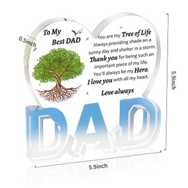 Fangoo Dad Gifts Acrylic Heart Plaque Dad Love Acrylic Plaque Table Sign for Offices Desks and Headboards Creative Fathers Day Birthday Christmas Presents for Dad from Daughter Son