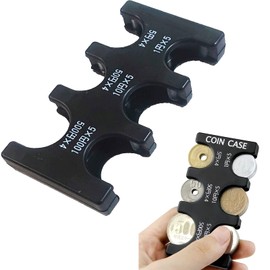 ALLVD Coin Holder, Coin Pocket, Portable Coin Holder, Coin Case, Coin Storage, Can Classify Coins, Lightweight, Compact, One Handed, 6 Types, For Going Out, Convenient, Store, 1.8 x 3.6 x 0.5 inches