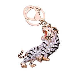 Cute Tiger Rhinestone Keychains,Sparkling Animal Charm Keyrings Pendant (heitiao)