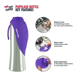 PupFlask Large Dog Water Bottle | 27 or 40 OZ Stainless Steel | Convenient Dog Water Dispenser | Puppy Travel Water Bowl | Portable Pet Water Bottle | Leak Proof Bottle Perfect Size For All Dog Breeds