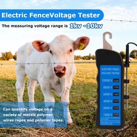 Electric Fence Voltage Tester, 10KV Fence Tester 6 Neon Indicator Lights/Fence Tester for Farms Fault Finder Portable Testing Tool