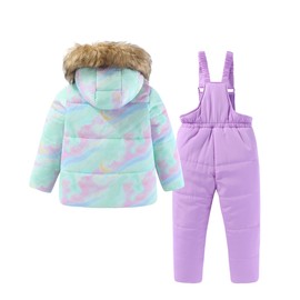 Hiheart Girls 2 Piece Snowsuit Warm Hooded Ski Jacket and Pants Set Aqua Green 8T