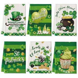 Patelai 6 Pcs St Patrick's Day Hand Towels St. Patrick's Day Kitchen Towels Shamrocks Absorbent Seasonal Tea Bathroom Holiday Dish Cloth , 15.75 x 23.62 In(Cute Color,Watercolor)