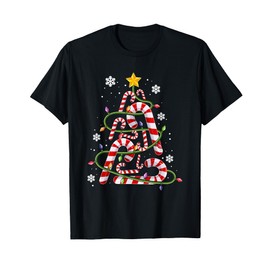 Candy Cane Shirt For Family, Kids Christmas Tree Lights T-Shirt