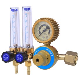 Argon Pressure Regulator, Argon CO2 Regulator, Pressure Reducer, 0.25 MPa, Double Tube with Double Flow Meter, Gas Flow Meter, Argon Gas Regulator, Gas Flow Meter, MIG TIG, Welding Gauge Pressure