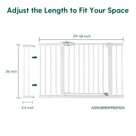 BABELIO Metal Baby/Dog Gate Extender, 5.5inch (14cm) White Pet Gate Extension, Extra Wide Pet Gate Accessories for Stairs & Doorways, NO Need Tools NO Drilling, 36" Tall