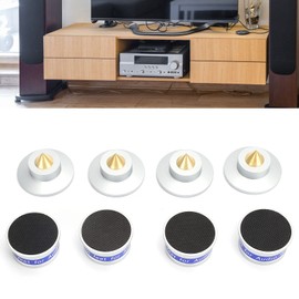 Dpofirs 4 *Isolation Feet Pad, Turntable Audio Isolation Pad Spikes, Isolation Spikes Pads Anti‑vibration and Non‑slip rubber For Turntables Recorders(Silver)