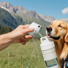 2 in 1 Collapsible Dog Portable Water Bottle and Food Storage Container - Travel Water Bottle is Leak Proof. Stores 16 Oz and 7 Oz of Food, Ideal for Travel, Camping and Dog Walking (Green/Gray/Pink)