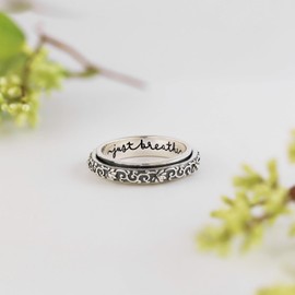 AMBCESSER Just Breathe Anxiety Ring for Women Men - 925 Sterling Silver Spinner Fidget Rings Stress Relieving Rings Jewelry Gift (9#)