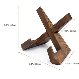 Vokowin 2pcs Plate Holder Display Stand, Picture Frame Stand, Wooden Display Stand for Book, Tabletop Picture Stand Decorative Plate (K368-2)