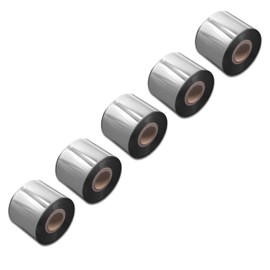 vhbw 5x Thermotransfer-Band kompatibel mit TSC TTP-344M Plus, TTP-344M Pro Drucker Etikettendrucker, Wischfest, 50 mm x 300 m, Wachs Harz Schwarz